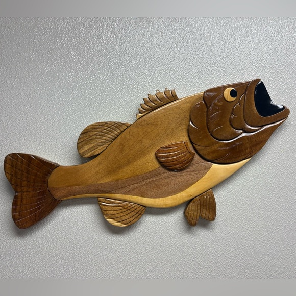 Largemouth Bass Wood Intarsia Wall Art. 23.5